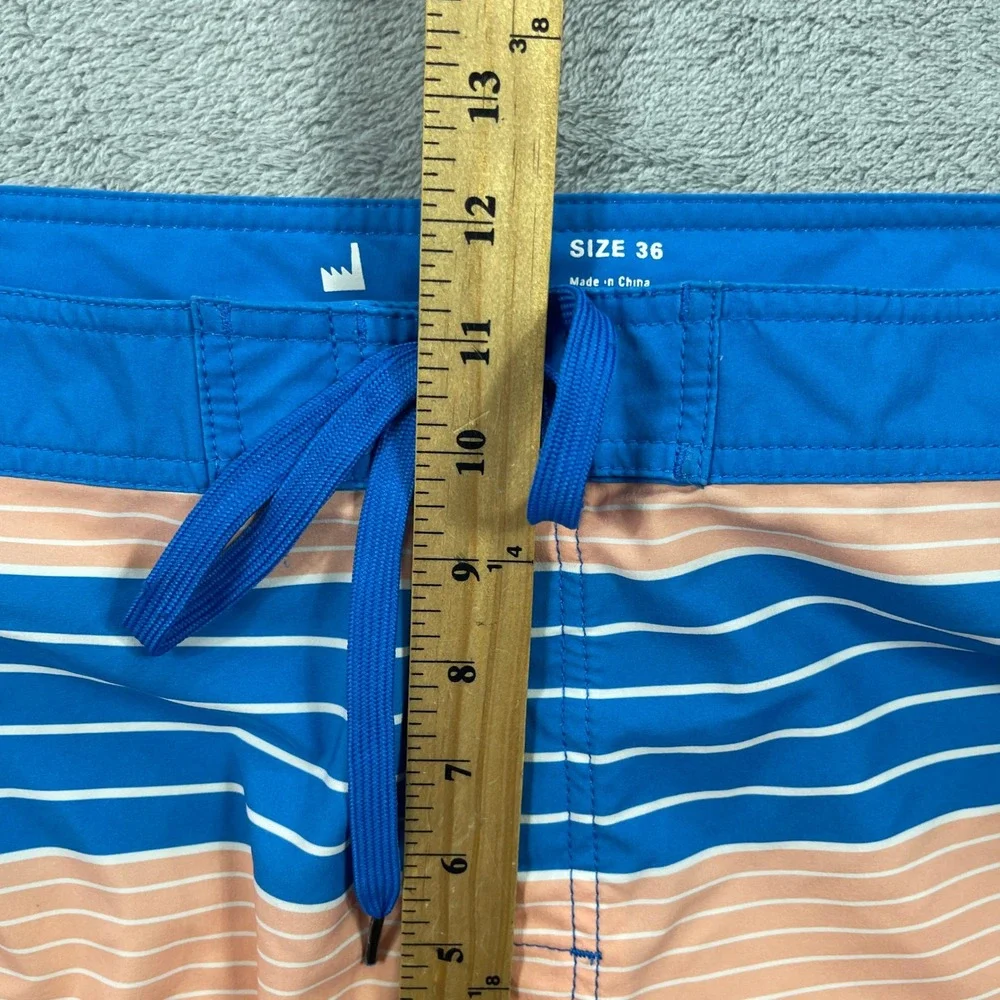 RVCA Board Shorts Men 36 Blue Peach Industry Striped Performance Stretch Pocket